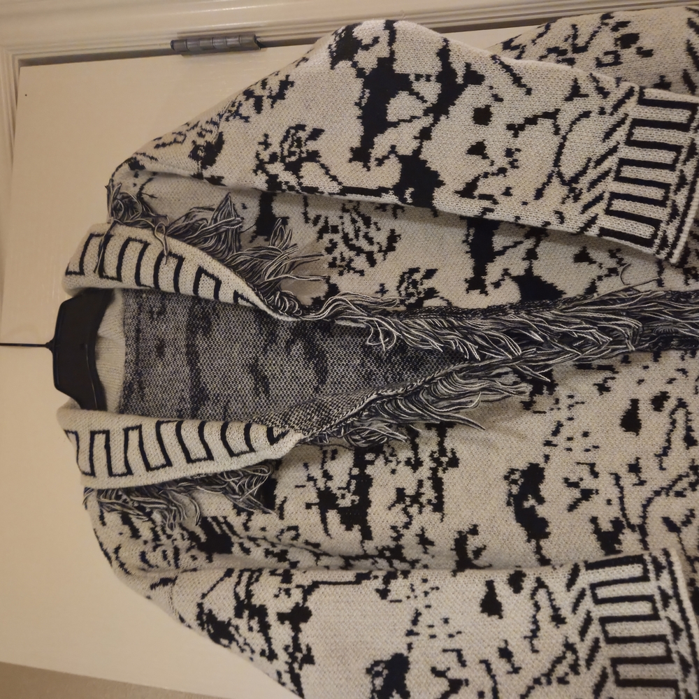 Black and White Patterned Cardigan